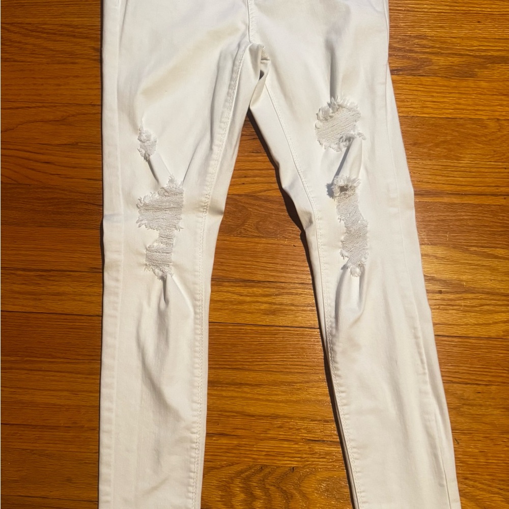 Women's Distressed White Jeans